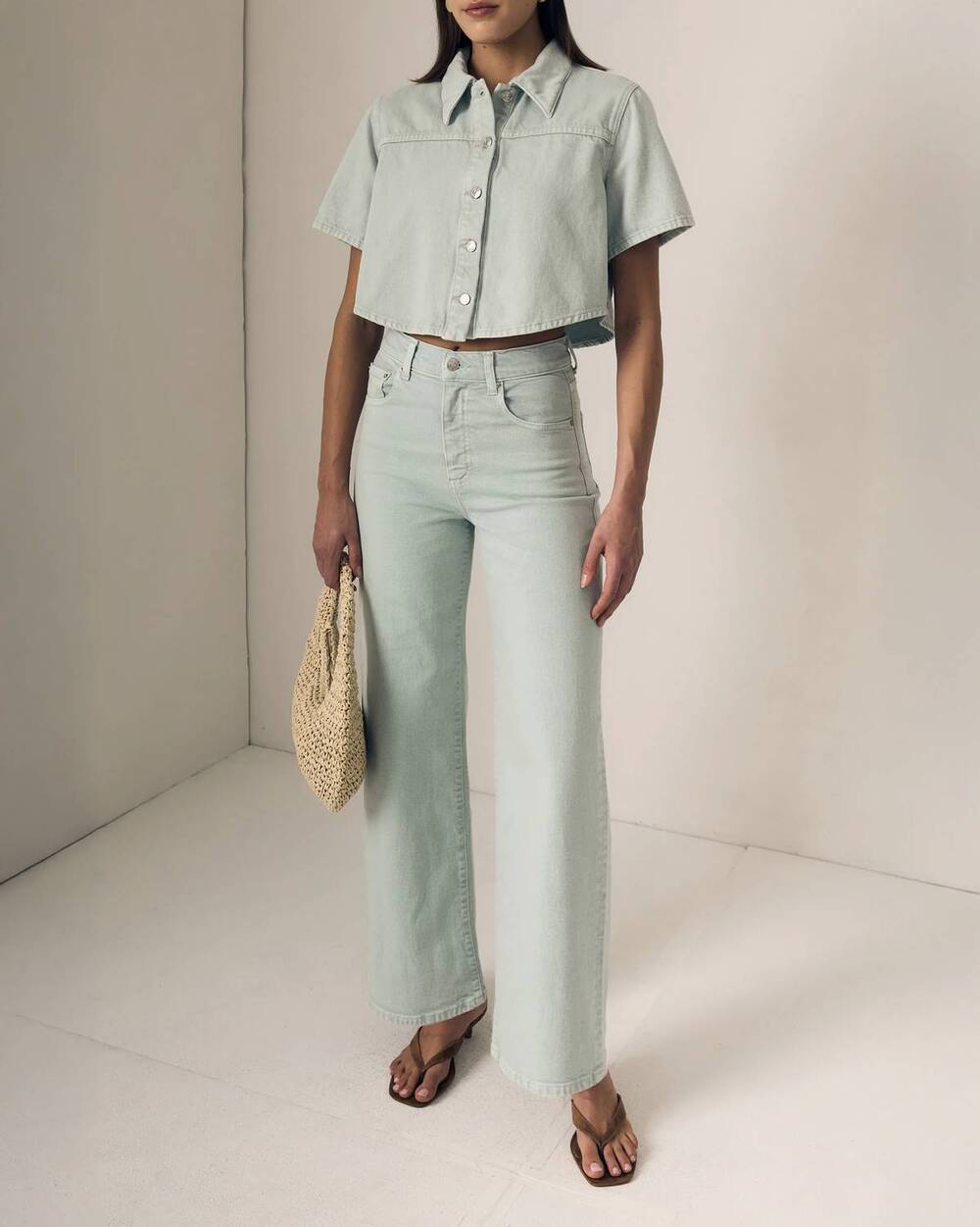 NEW LE JEAN column high rise jean in minty